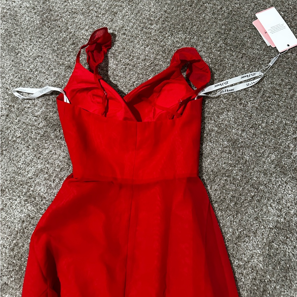 JJ’s House A-line V-Neck Asymmetrical Chiffon Bridesmaid Dress